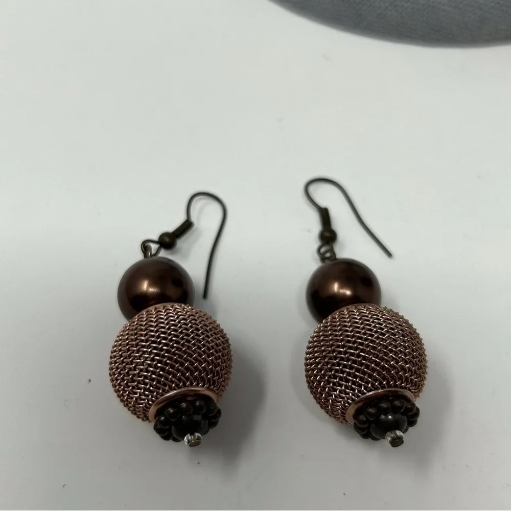 Brown Brass Lantern Globe Inspired Dangle Earrings